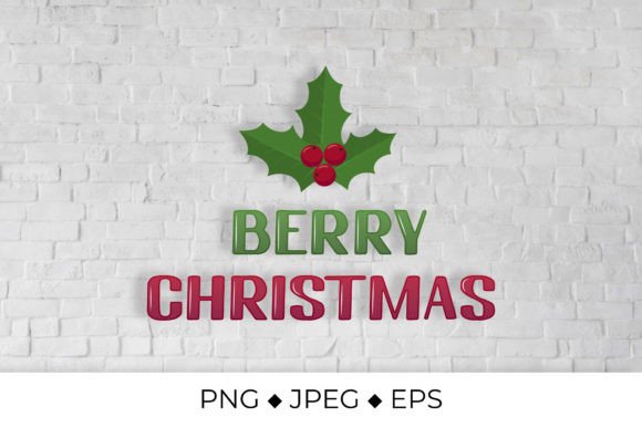 Berry Christmas Lettering with Berries
