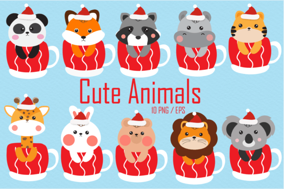 Christmas Animals in Tea, Coffee Cups: A Designer's Review of Festive Illustrations