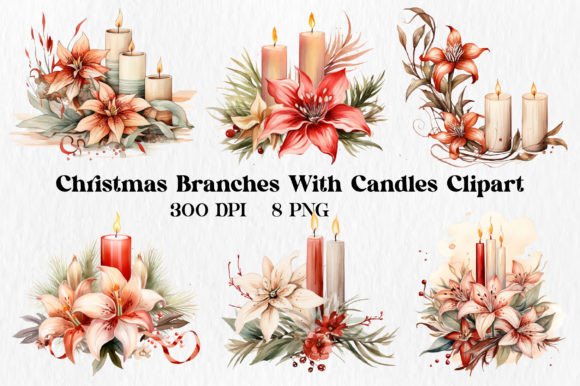 Christmas Branches with Candles Png Review for Illustrations