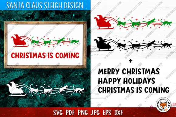 Christmas Cat Sleigh Silhouette SVG for Modern Illustrations
