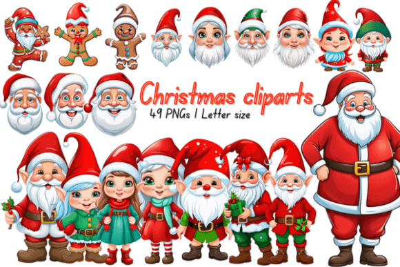 Christmas Characters Cliparts PNG Bundle for Illustrations