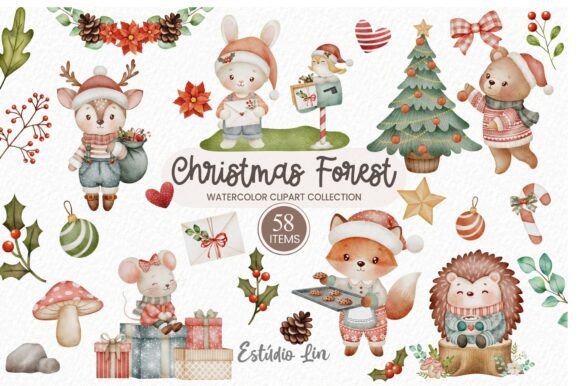 Christmas Forest Watercolor Clipart Review