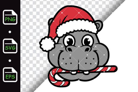 Christmas Hippo with Santa Hat and Candy
