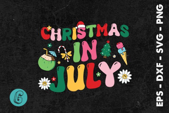 Christmas in July Groovy Xmas Summer SVG Illustrations