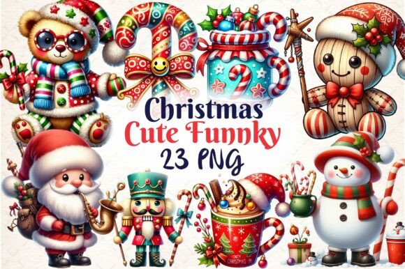 Cute Funky Christmas Sublimation Bundle: Illustrations for Local Business Branding