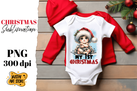 First Christmas Sublimation. Cute Baby Illustrations Review