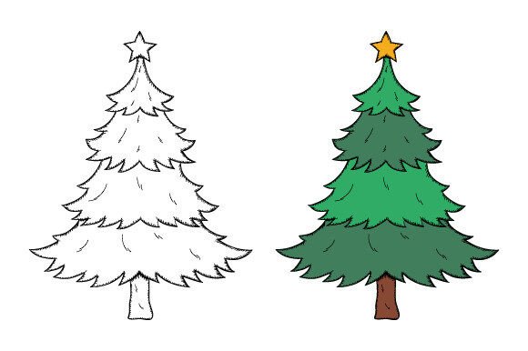 Hand Drawn Christmas Tree Vector Illustr