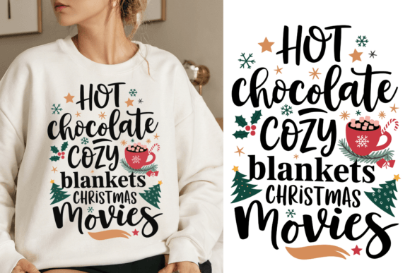 Hot Chocolate Cozy Blankets Christmas Illustrations for Editorial Design