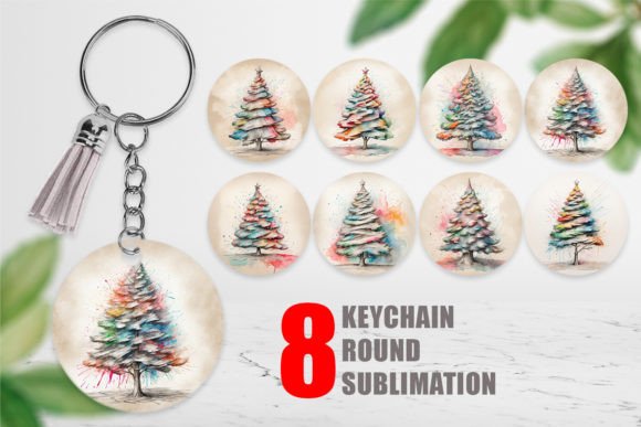 Keychain Watercolor Christmas Tree: A Designer's Review of Seasonal Illustrations