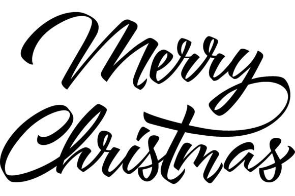Merry Christmas Lettering in Black Color Illustrations
