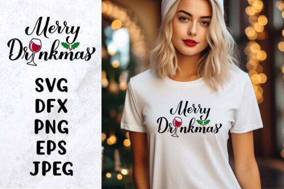 Merry Drinkmas SVG. Funny Christmas Illustrations
