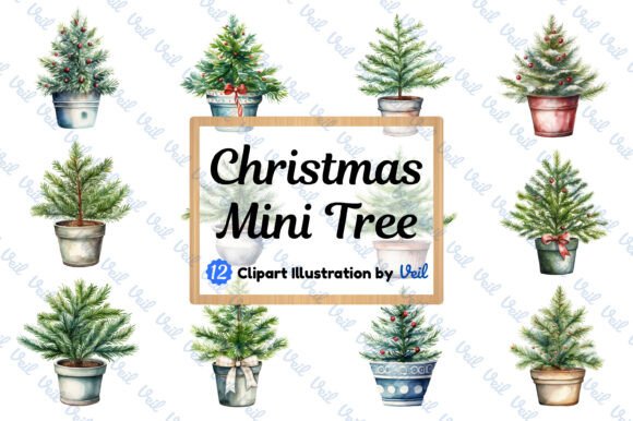 Mini Christmas Tree Clipart Watercolor Illustrations Review