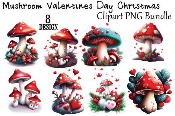 Mushroom Valentines Day Christmas Illustrations Review