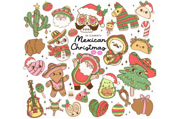 Retro Mexican Pan Dulce Christmas PNG in Illustrations