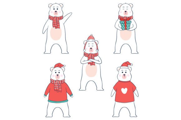 Set of Cute Christmas Polar Bear: Editorial Review for Bloggers