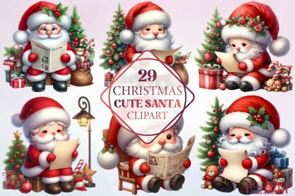 Watercolor Christmas Cute Santa Clipart: A Designer's Review of Freebies