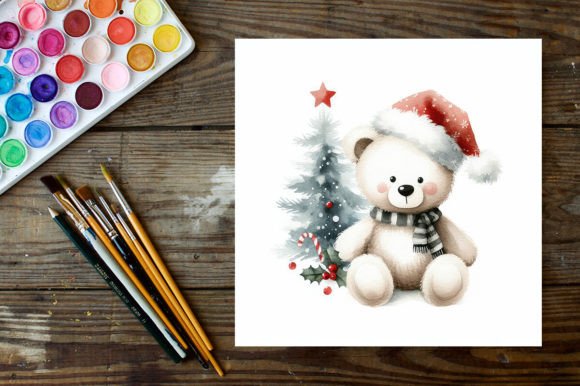 Watercolor Christmas Cute Teddy Bear: A Review for Digital Illustrations