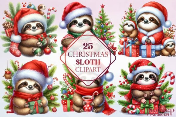 Watercolor Christmas Sloth Clipart: A Publisher's Review of Freebies