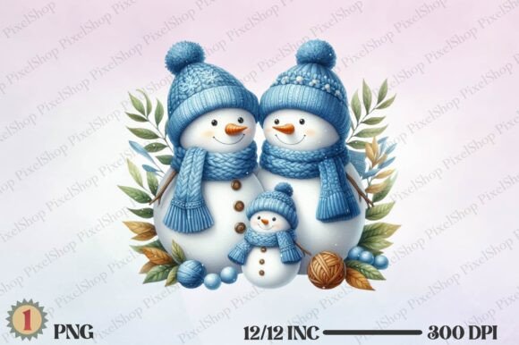 Watercolor Christmas Snowmen Family PNG: Freebies Review